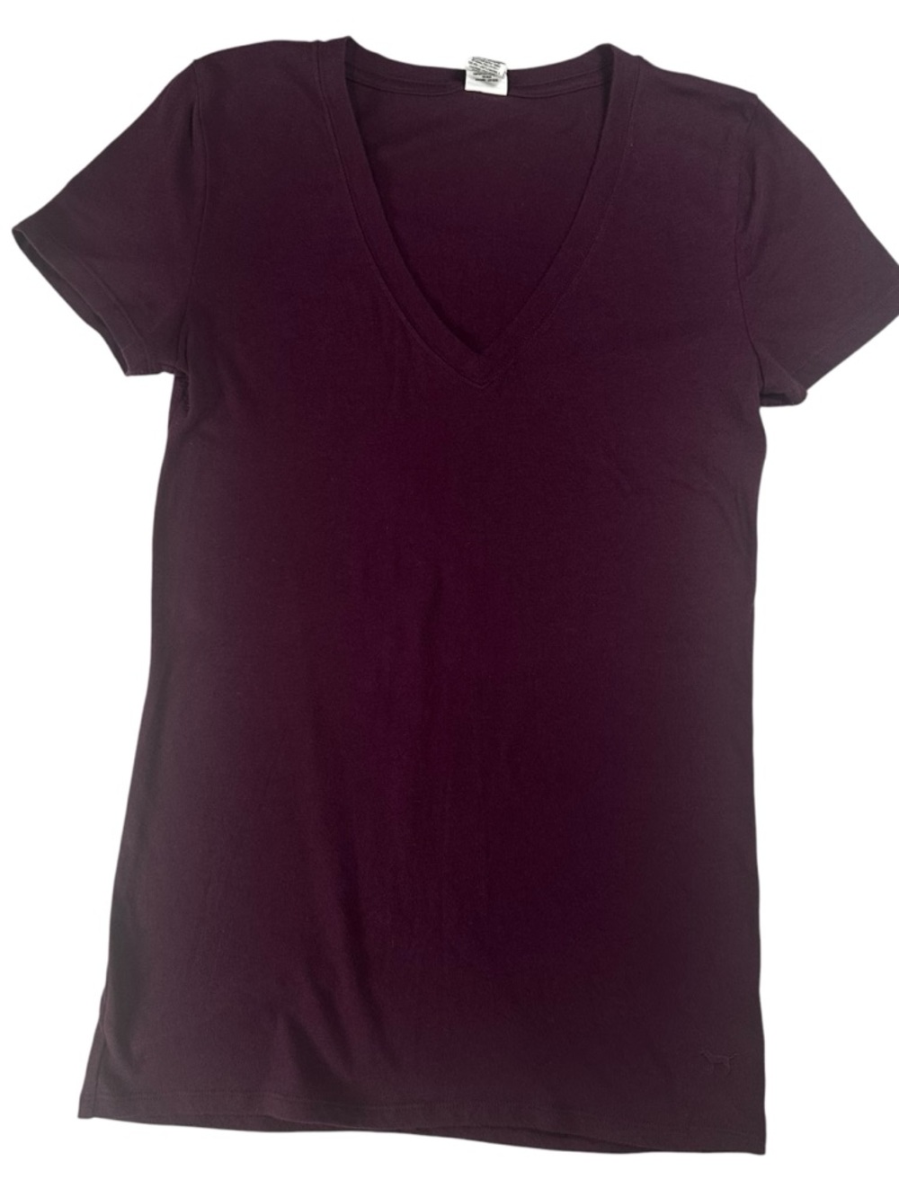 Victoria’s Secret PINK T-Shirt Tee V Neck Short Sleeve Plum Top Sz Small